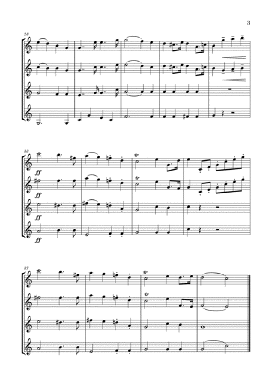Wedding March for 2 Violins and 2 Flutes - Mendelssohn Flute scores gallery preview page 3