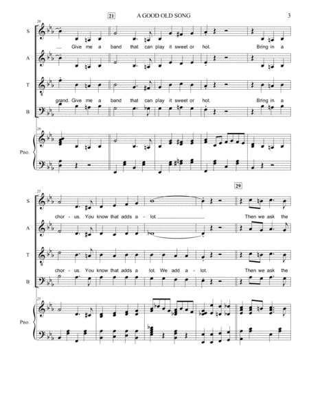 A Good Old Song - SATB & piano accompaniment - An original "ragtime" style song from the music "Stea image number null