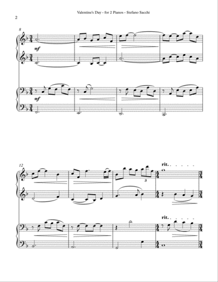 Valentine's Day - for Piano Four-Hands Piano Duet scores gallery preview page 2