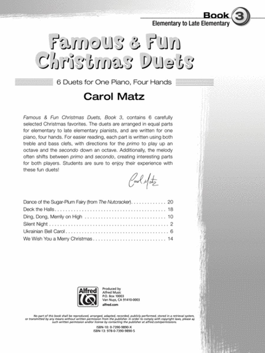 Famous & Fun Christmas Duets, Book 3