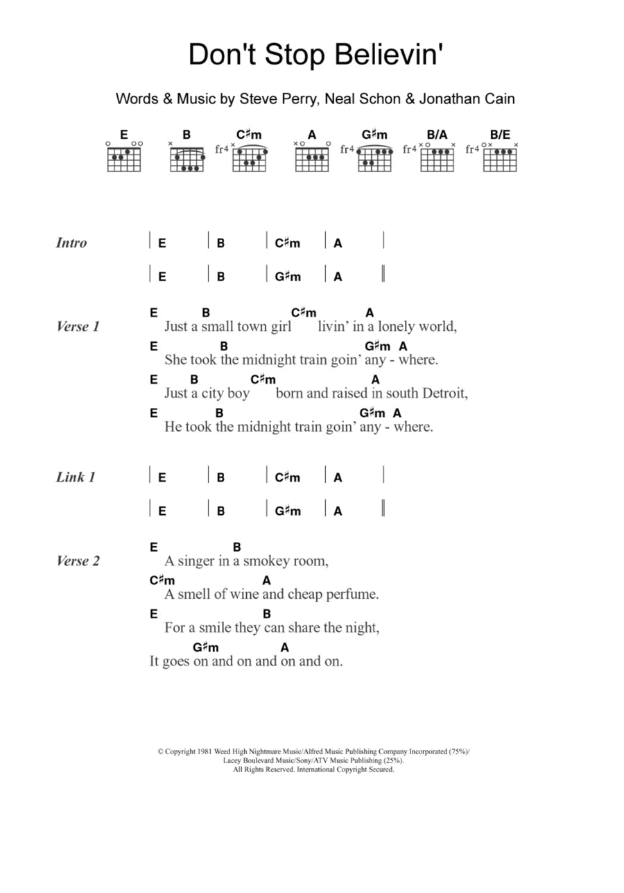 Don't Stop Believin' Acoustic Guitar scores gallery preview page 1