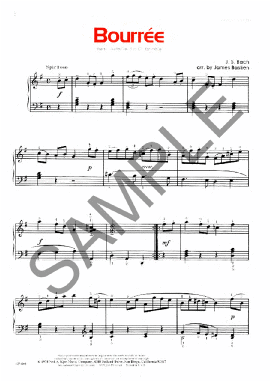 Bourree (J.S. Bach) Bourree (J.S. Bach) Piano Method scores gallery preview page 2