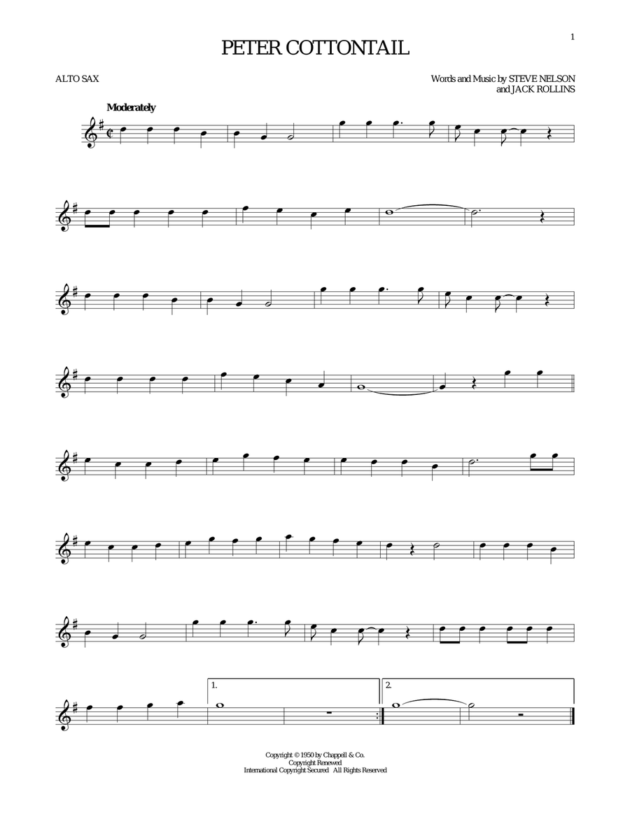 Peter Cottontail Peter Cottontail Alto Saxophone scores gallery preview page 1