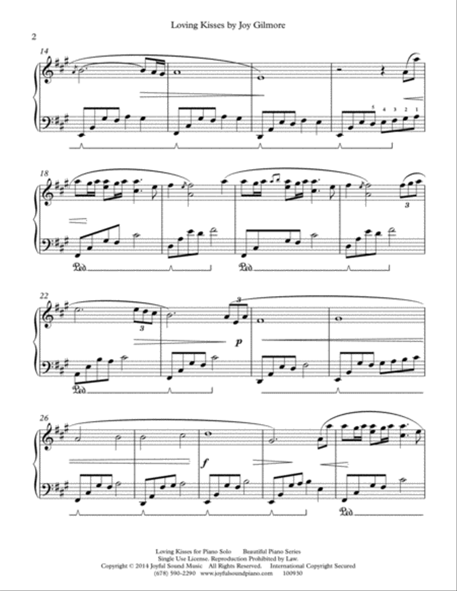 Loving Kisses in Chinese 愛的親吻 Piano Solo scores gallery preview page 3