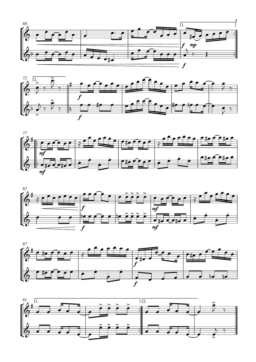 The Entertainer. Duet for Alto and Tenor Saxophone Woodwind Duet scores gallery preview page 5