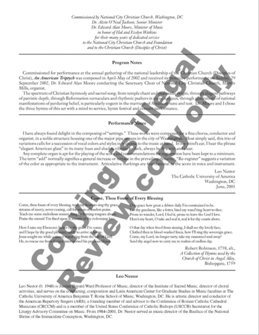 An American Triptych: 3. Come, Thou Fount of Every Blessing 4-Part scores gallery preview page 17