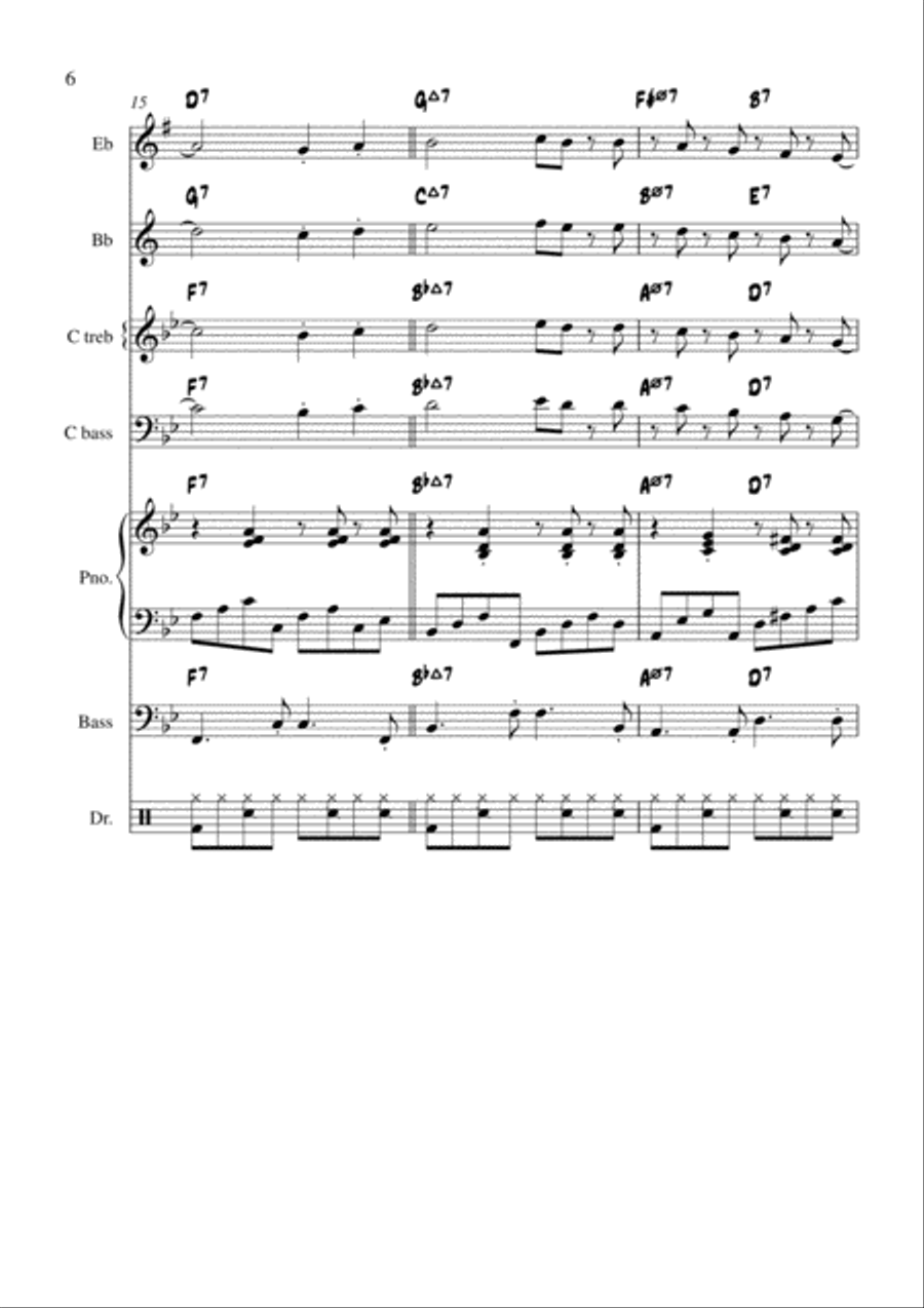 God Rest Ye Merry Gentlemen (bossa) Jazz Ensemble scores gallery preview page 6