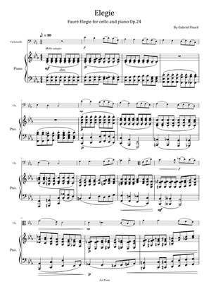 Gabriel Fauré - Elégie Op.24 - For Cello and Piano Original Score and Parts