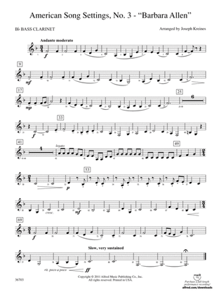 American Song Settings, No. 3 "Barbara Allen": B-flat Bass Clarinet