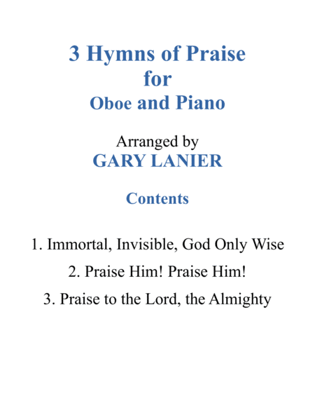 Gary Lanier: 3 HYMNS of PRAISE (Duets for Oboe & Piano) image number null