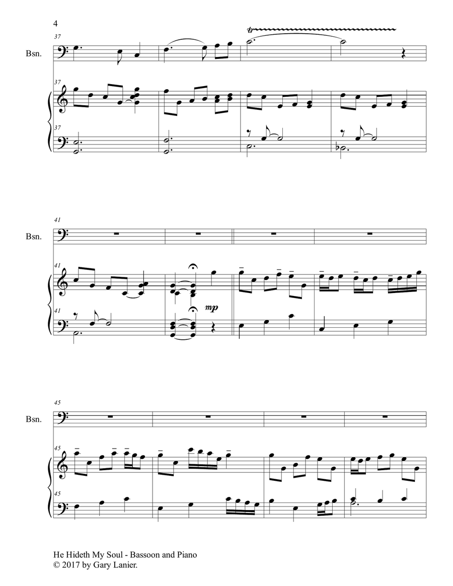 HE HIDETH MY SOUL (Duet - Bassoon & Piano with Score/Part) Bassoon Solo scores gallery preview page 5