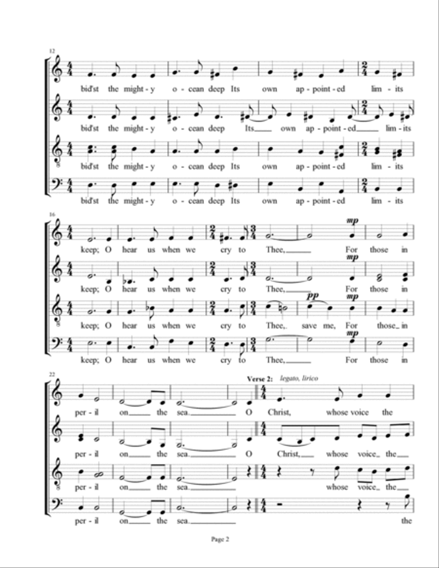 Eternal Father, Strong to Save (The Navy Hymn) Divisi scores gallery preview page 2