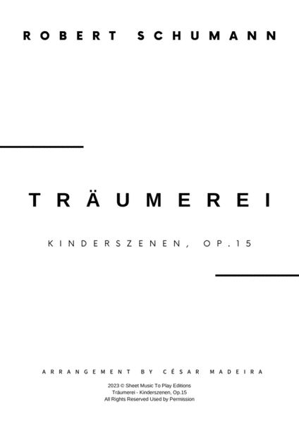 Traumerei by Schumann - Trombone and Piano (Full Score and Parts) image number null