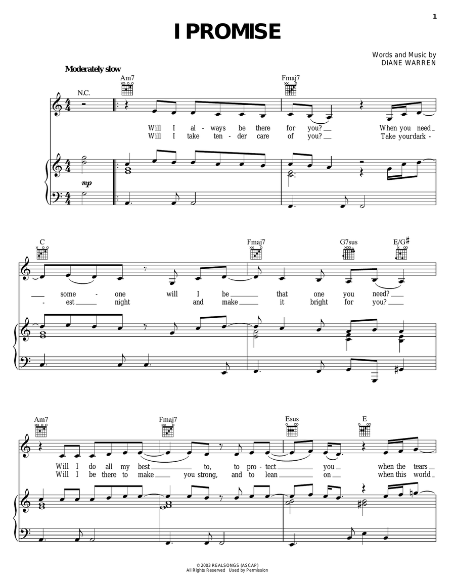I Promise Acoustic Guitar scores gallery preview page 1