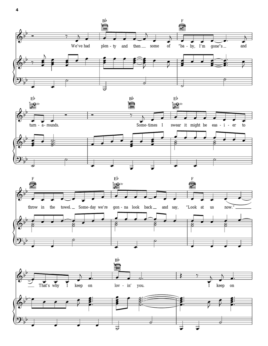 I Keep On Loving You Piano, Vocal, Guitar scores gallery preview page 4