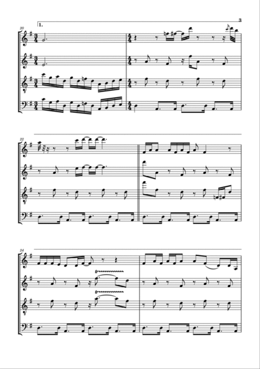 Long Haired Country Boy Woodwind Quartet scores gallery preview page 4