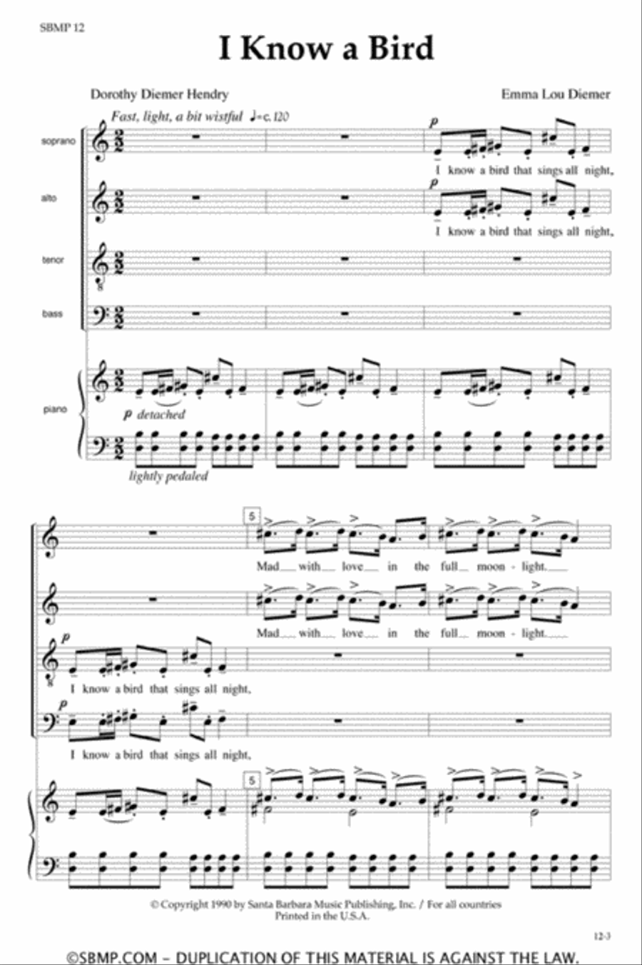 I Know A Bird - SATB Octavo 4-Part scores gallery preview page 2
