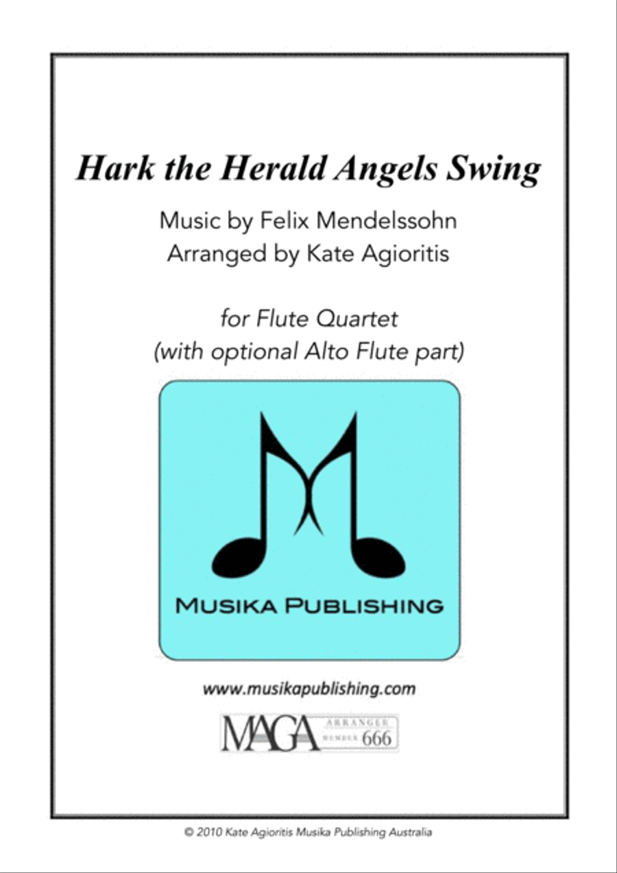 Hark the Herald Angels Swing - Jazz Carol for Flute Quartet Flute Quartet scores gallery preview page 3