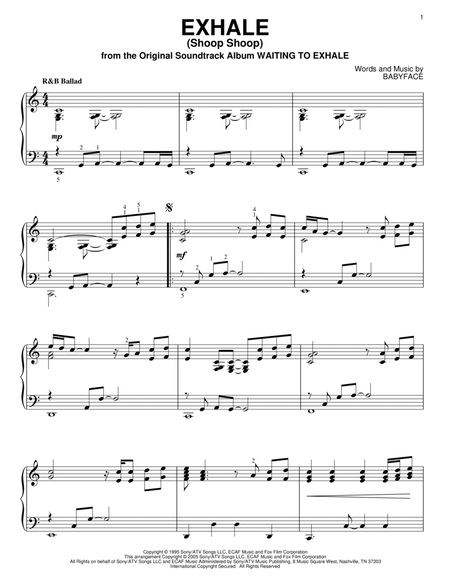 Exhale (Shoop Shoop) by Whitney Houston Piano Solo - Digital Sheet Music
