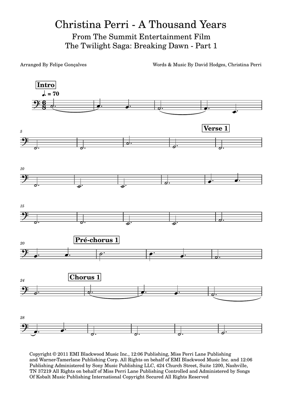 A Thousand Years A Thousand Years Double Bass scores gallery preview page 1