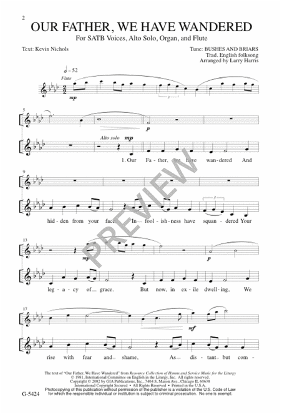 Our Father, We Have Wandered 4-Part scores gallery preview page 2