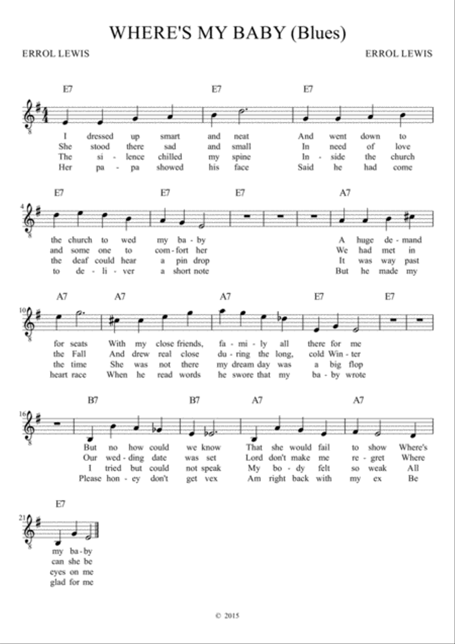 Where's My Baby Electric Guitar scores gallery preview page 1