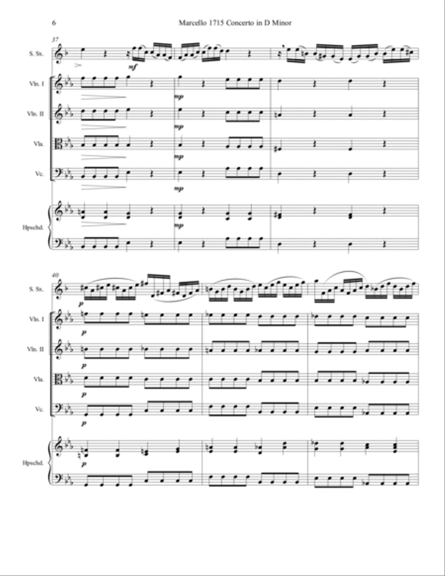 Marcello Oboe Concerto in C Minor for Clarinet or Soprano Sax Chamber Orchestra scores gallery preview page 6