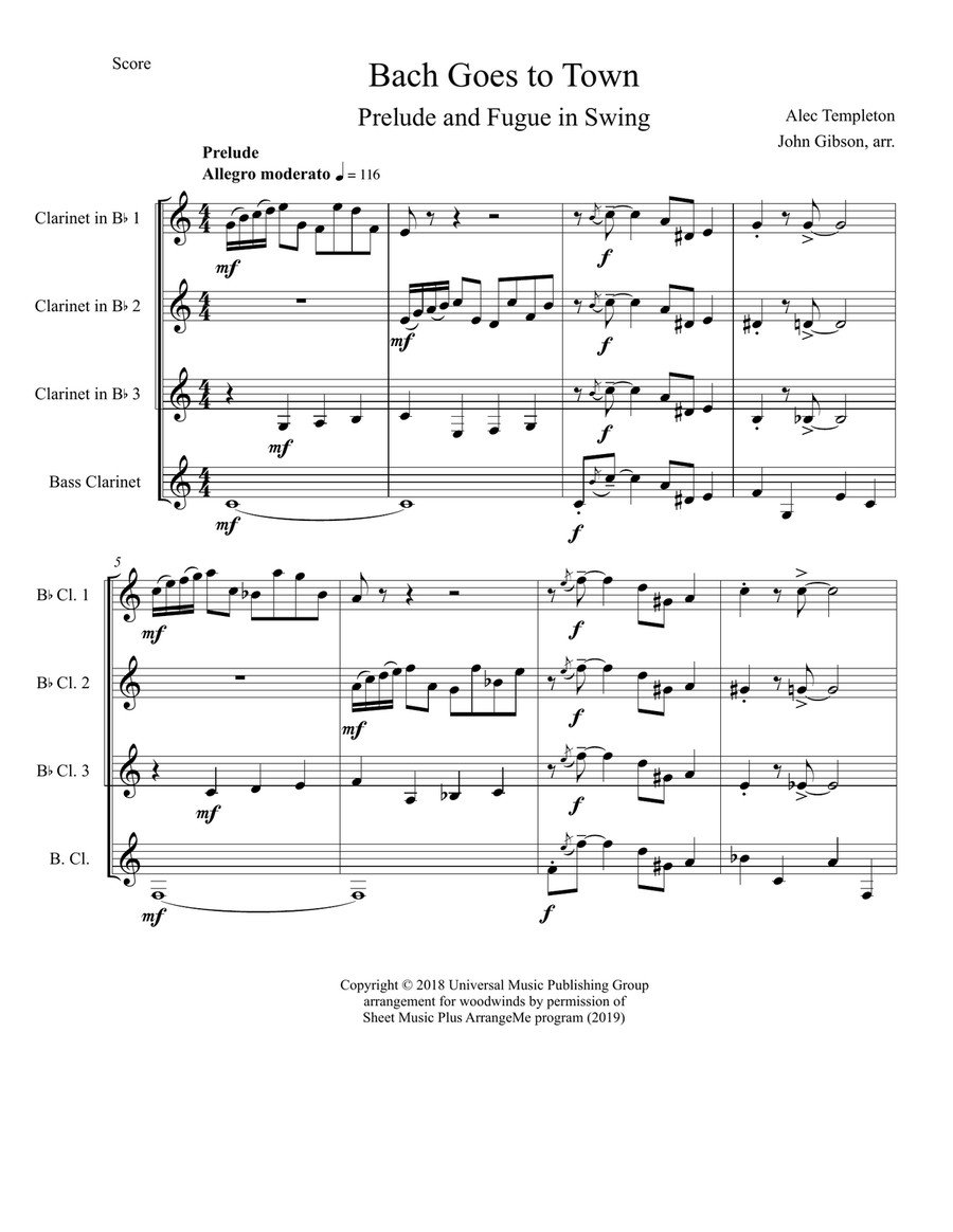 Bach Goes To Town Woodwind Ensemble scores gallery preview page 2