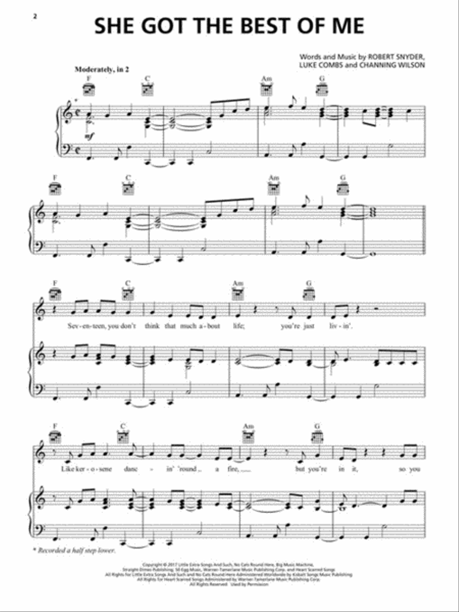 She Got the Best of Me She Got the Best of Me Piano, Vocal, Guitar scores gallery preview page 2
