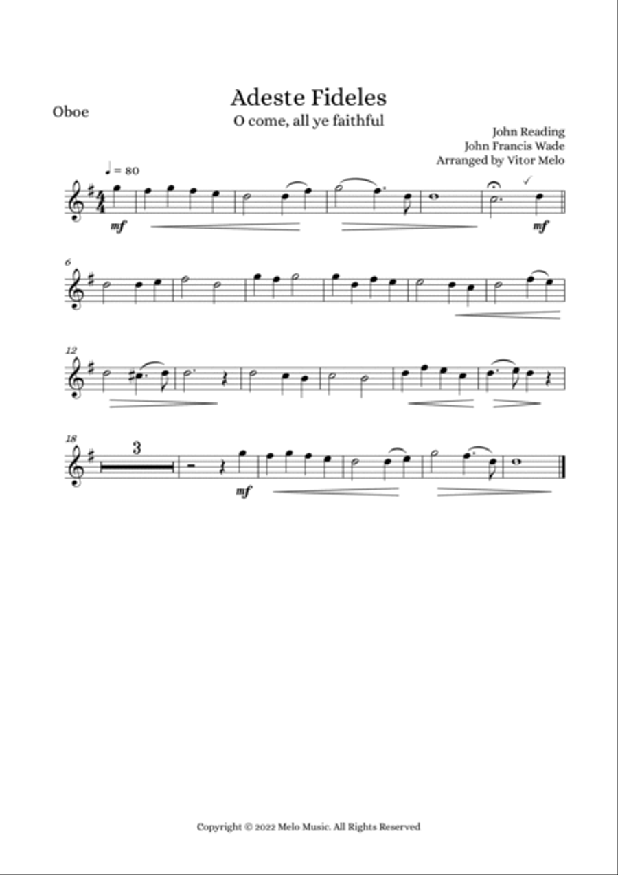 Adeste Fideles (O Come, All Ye Faithful) - Wind Quintet Woodwind Quintet scores gallery preview page 4