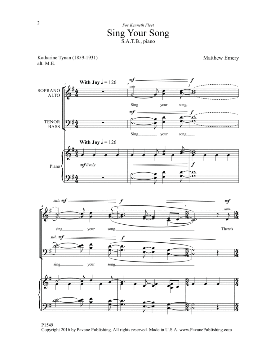 Sing Your Song Sing Your Song 4-Part scores gallery preview page 1