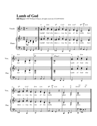 Lamb of God (Mass of the Holy Spirit) piano/vocal (Spo/Alto)