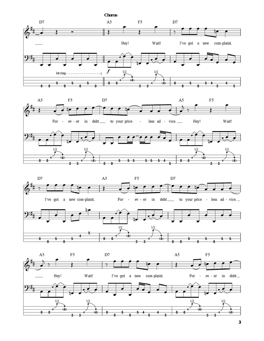 Heart Shaped Box Bass Guitar Tablature scores gallery preview page 3