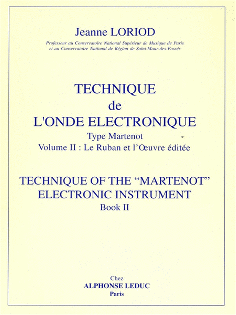 Technique De L'onde Electronique Type Martenot Vol.2 (ondes Martenot Sol Collection / Songbook scores gallery preview page 1
