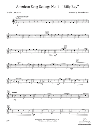 American Song Settings, No. 1: 1st B-flat Clarinet