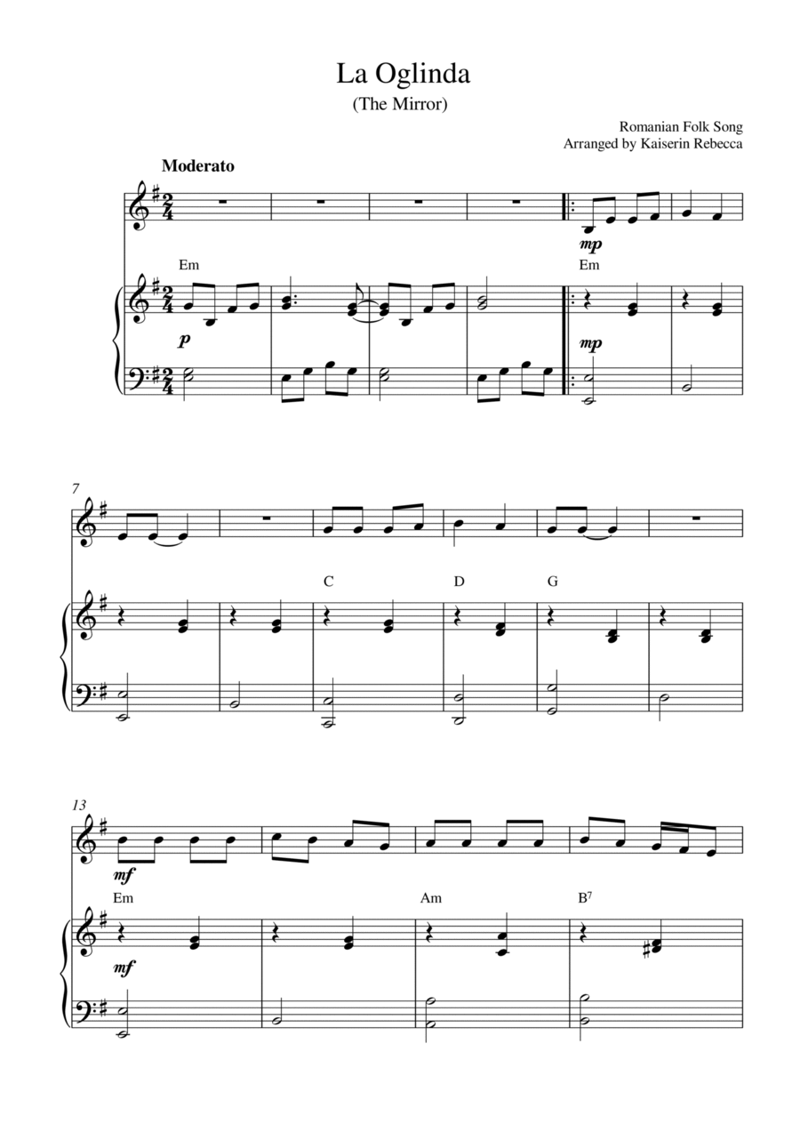 La Oglinda (The Mirror) Piano Method scores gallery preview page 1