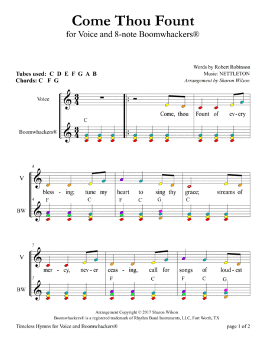 10 Timeless Hymns for Voice and 8-note Boomwhackers® image number null