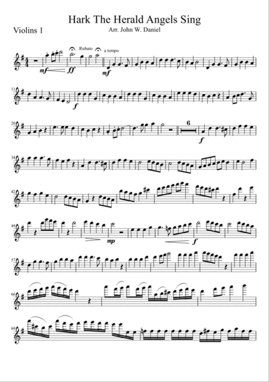 Hark the Herald Angels Sing, Violin 1 String Quartet scores gallery preview page 1