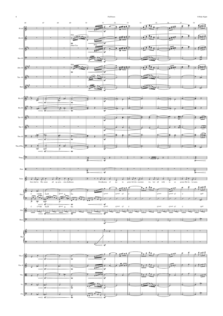 O Holy Night (ala Josh Groban) Voice and Orchestra Key of C Full Orchestra scores gallery preview page 6