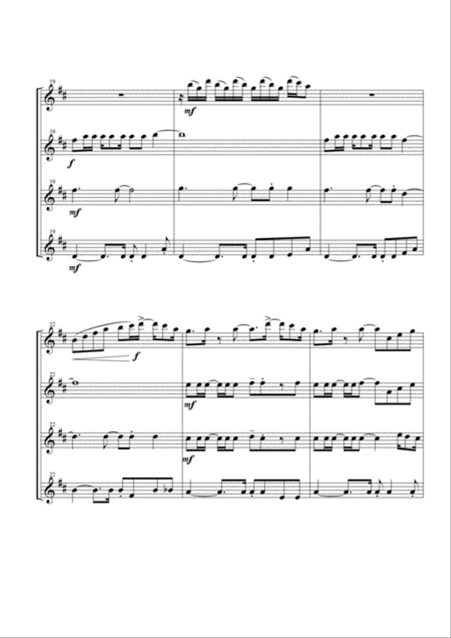 Dancing Queen Woodwind Quartet scores gallery preview page 4