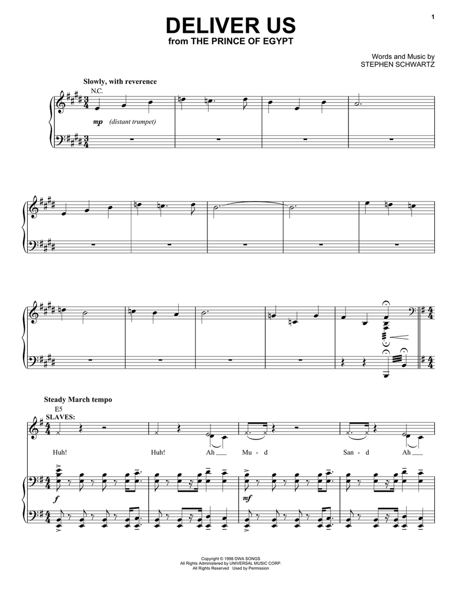 Deliver Us (from The Prince Of Egypt: A New Musical) Voice scores gallery preview page 1