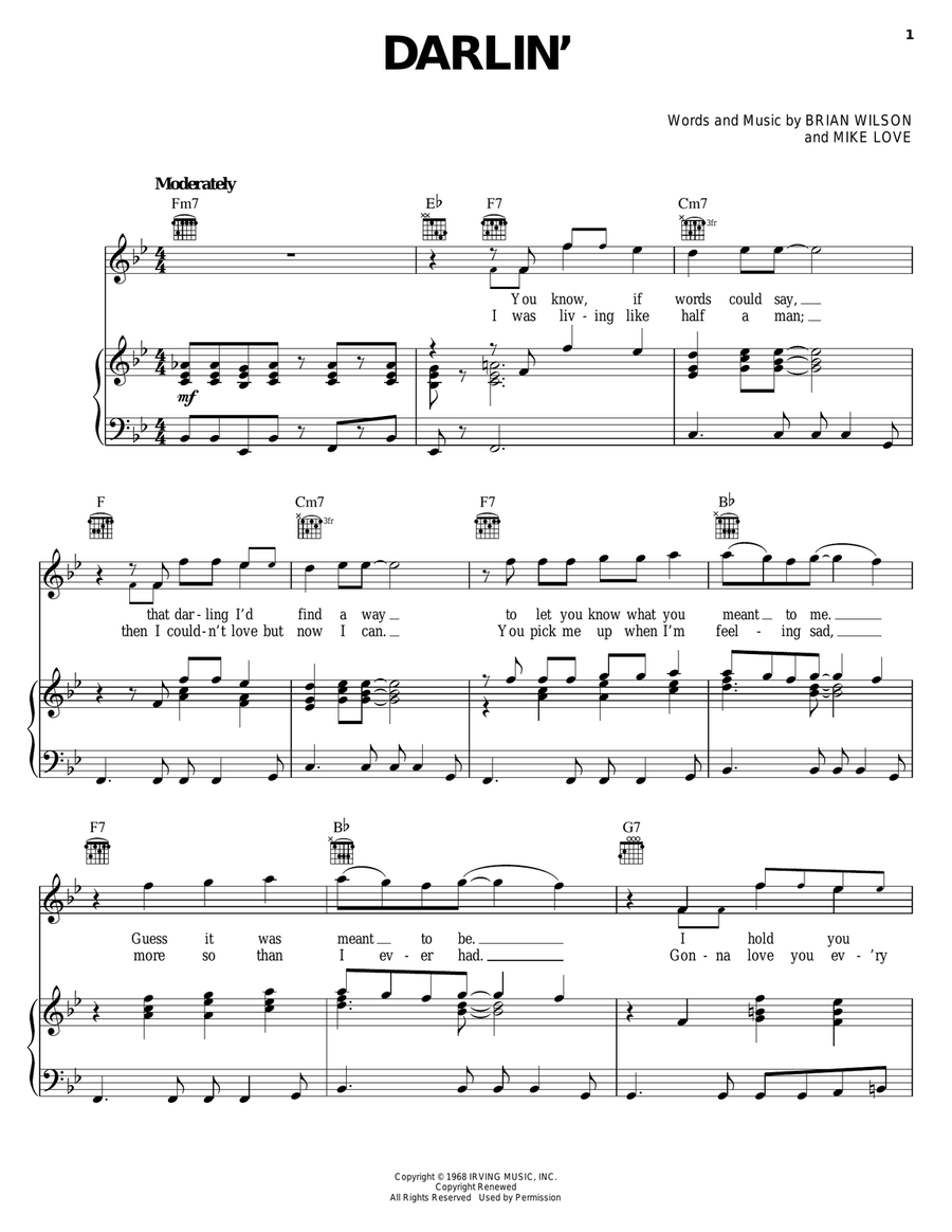 Darlin' Darlin' Piano, Vocal, Guitar scores gallery preview page 1