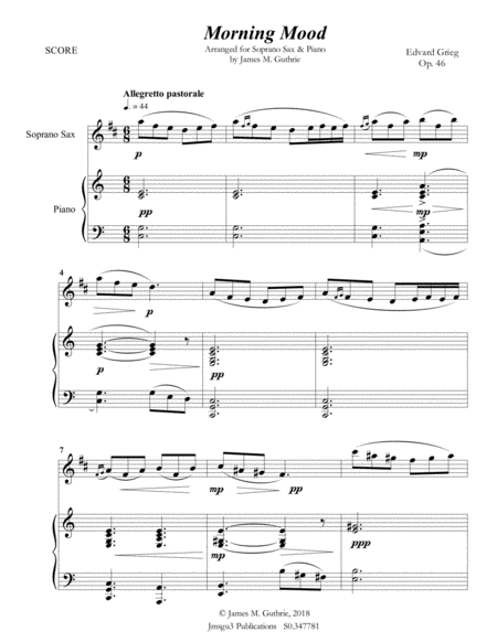 Grieg: Peer Gynt Suite Complete for Soprano Sax & Piano image number null