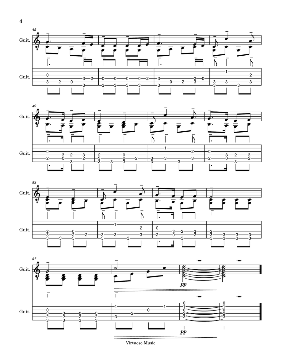 Guitar Christmas Medley - O Little Town of Bethlehem, Silent Night Holy Night, Joy to the World Acoustic Guitar scores gallery preview page 4