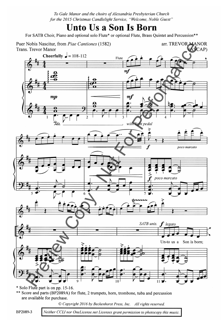 Unto Us a Son Is Born 4-Part scores gallery preview page 3