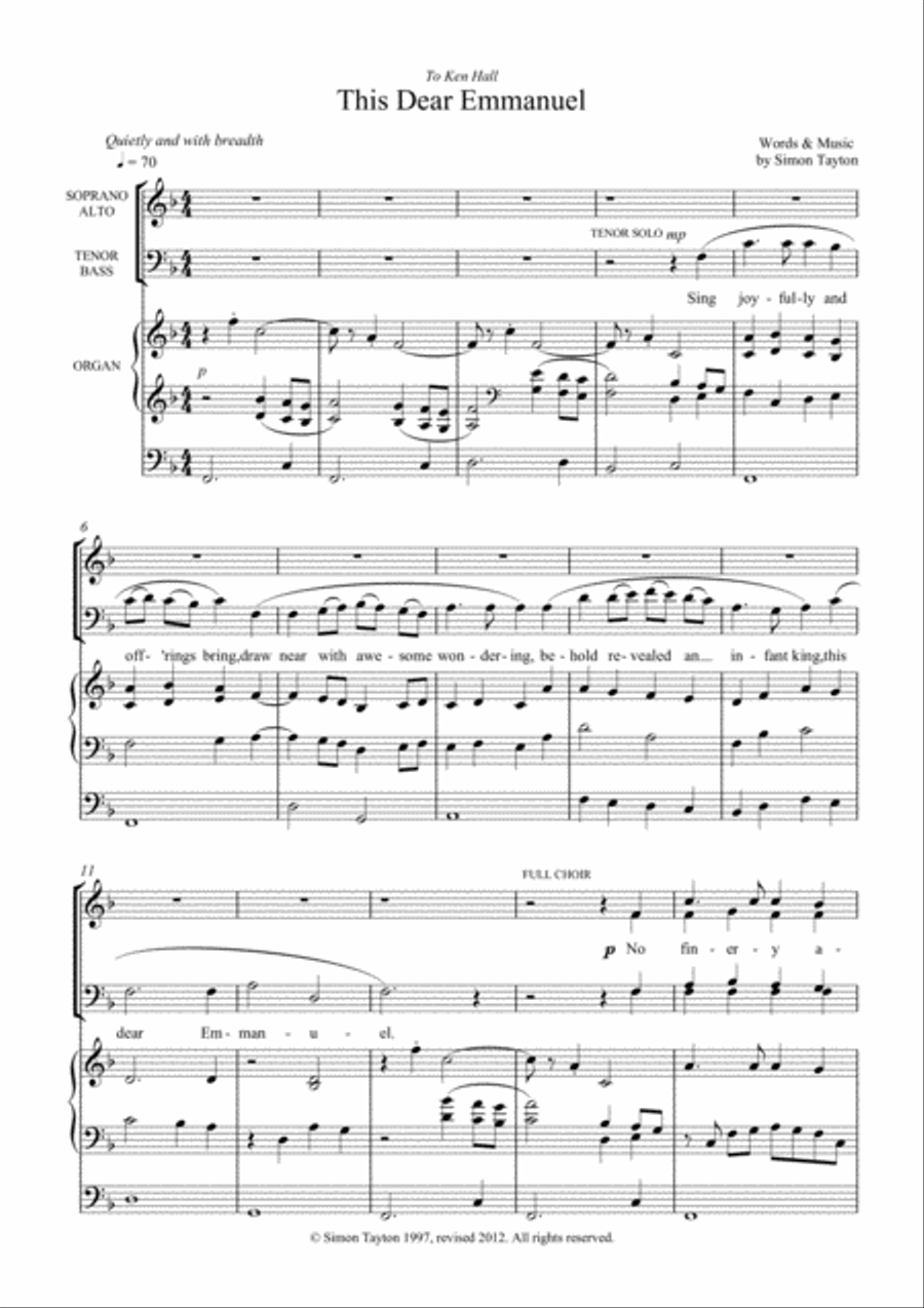 This dear Emmanuel Choir scores gallery preview page 1