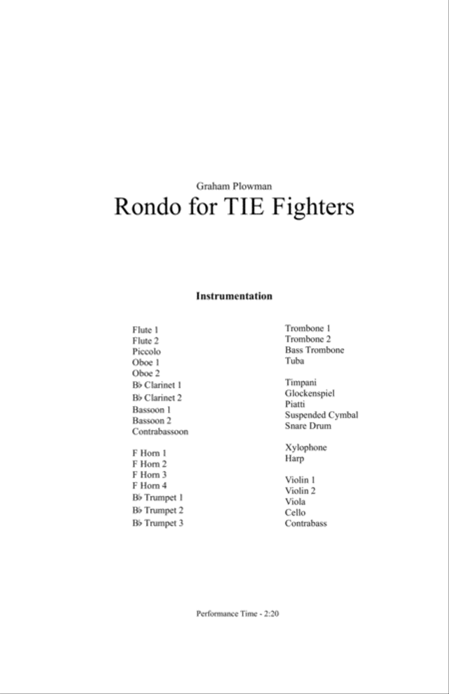 Rondo for TIE Fighters Full Orchestra scores gallery preview page 1
