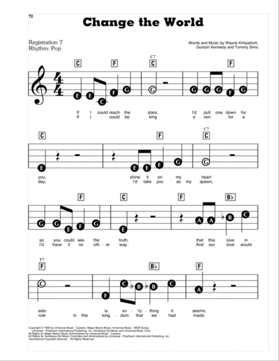 Change The World Electronic Keyboard scores gallery preview page 1