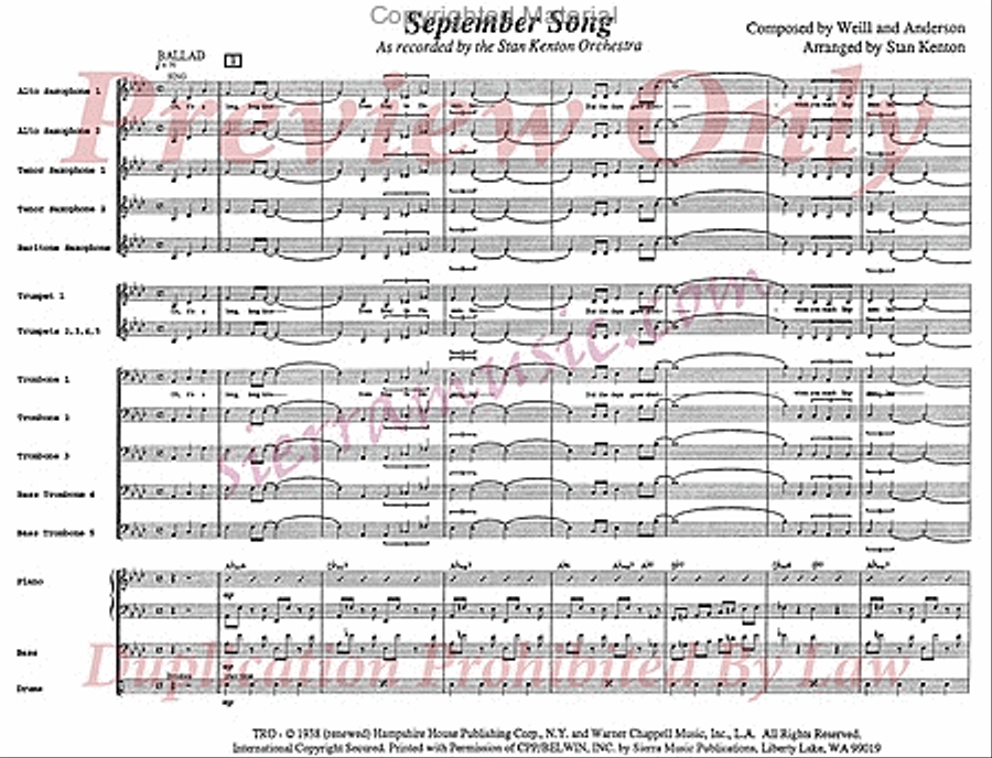 September Song Jazz Ensemble scores gallery preview page 2