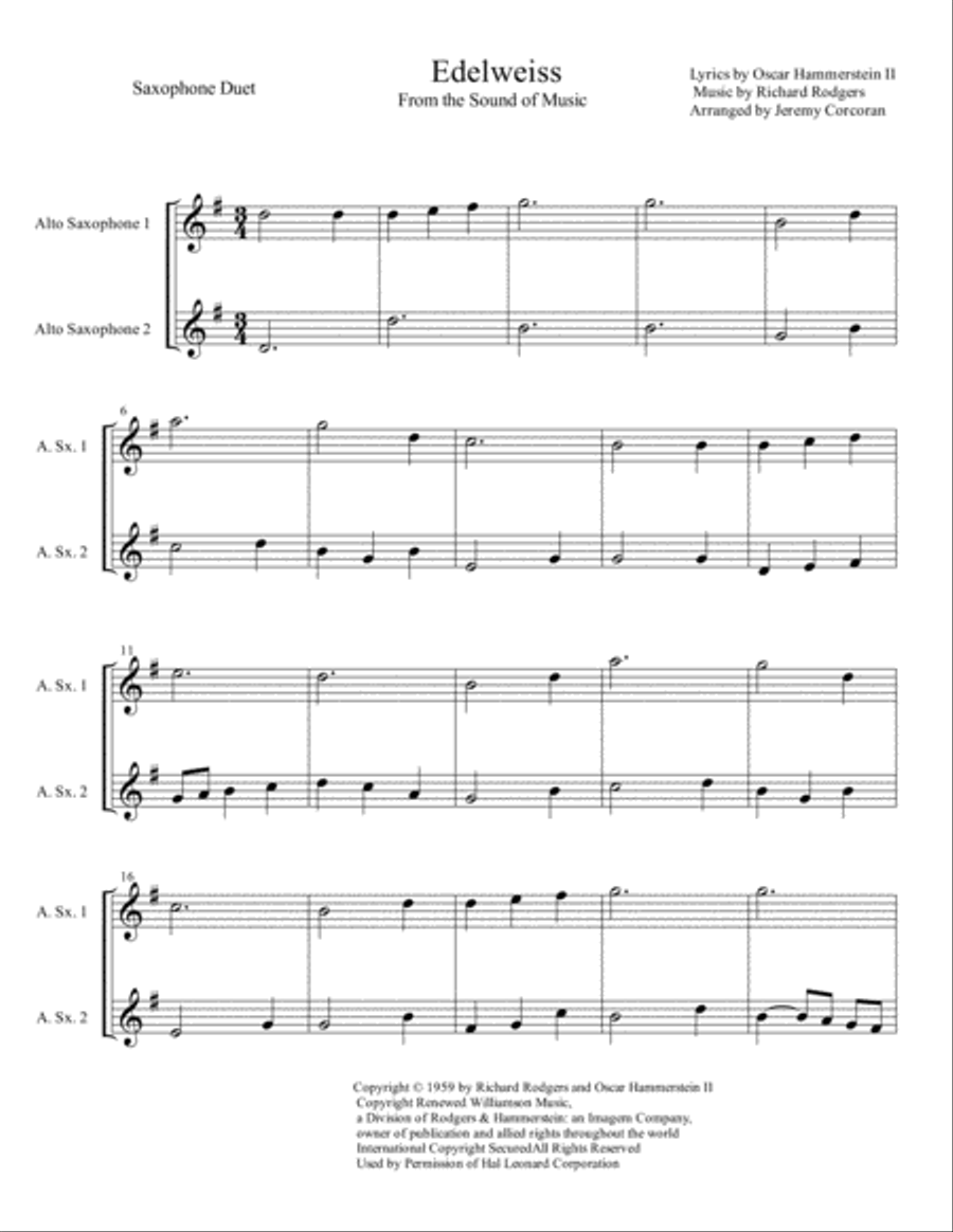 Edelweiss Woodwind Duet scores gallery preview page 1